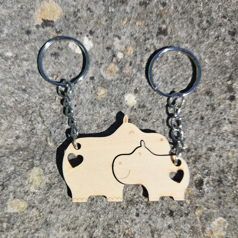 Porte-clés hippopotames amoureux