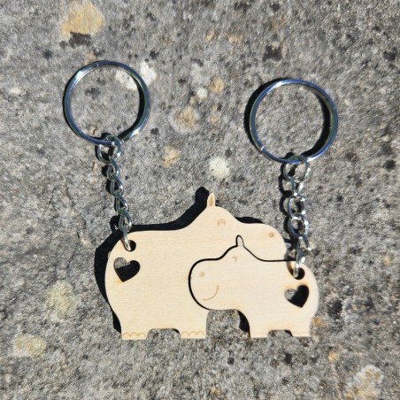 Porte-clés hippopotames amoureux