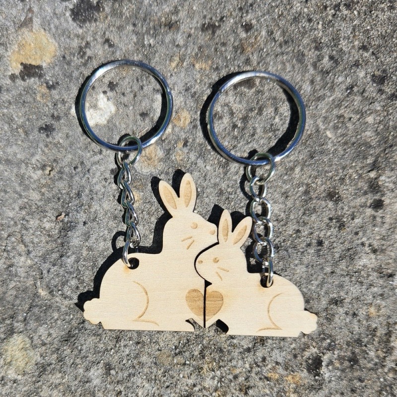 Porte-clés lapins amoureux