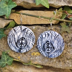 BO Rondes 5cm - Plumes de paon