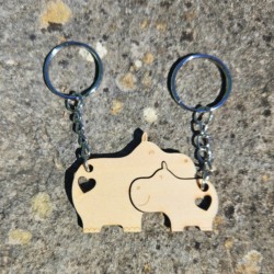 Porte-clés hippopotames amoureux