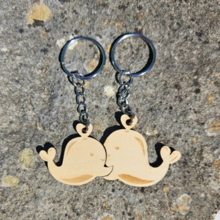 Porte-clés baleines amoureuses
