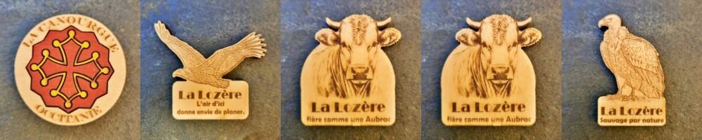 Magnets souvenirs de Lozère en bois