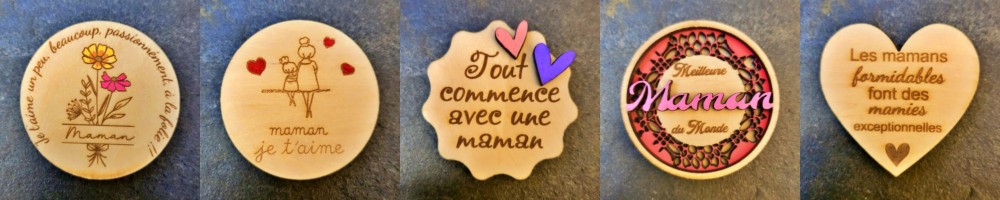 Magnets fête des mères en bois