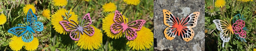 Papillons décoratifs en bois peint