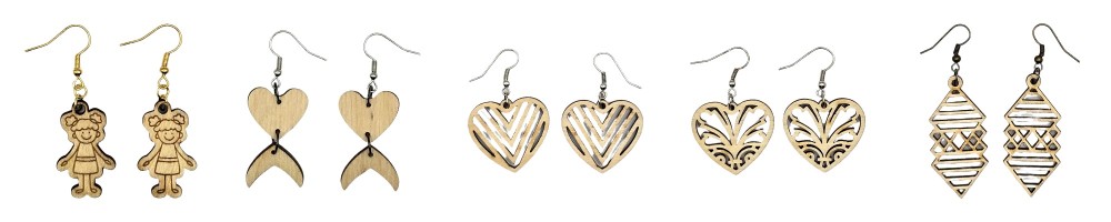 Boucles d'oreilles en bois naturel ajouré