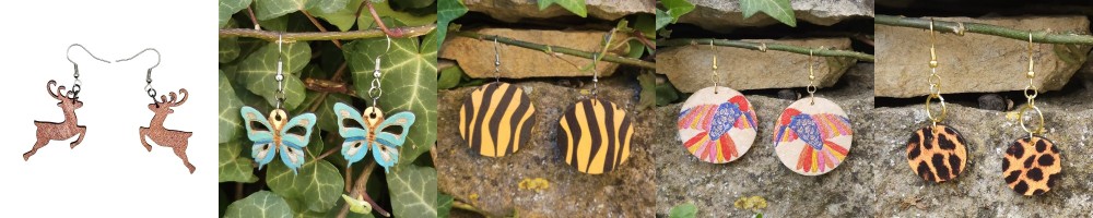 Boucles d'oreilles animaux en bois